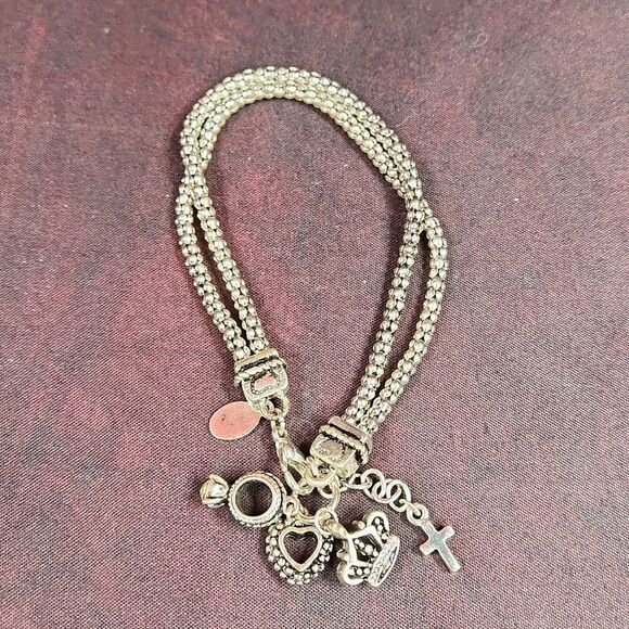 🔺️Premier Antiqued Double Strand Braided Charm Bracelet - Picture 4 of 12